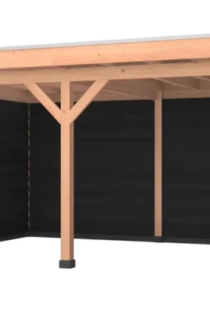 Snelle Levering Douglas overkapping, 500 x 350, met achterwand en twee zijwanden, Westwood Comfort Zwart